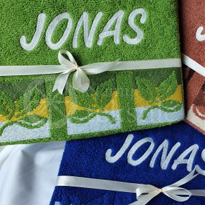 Embroidered occasional towel with leaves "JONAS"